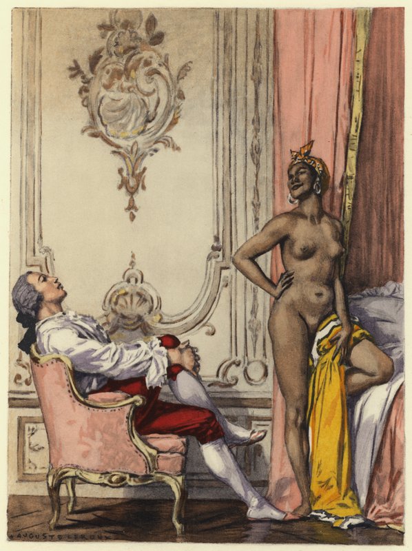 Ilustrace k pamětem Casanovy (barevná litografie) od Jules Marie Auguste Leroux