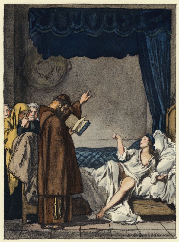 Ilustrace k pamětem Casanovy (barevná litografie) od Jules Marie Auguste Leroux