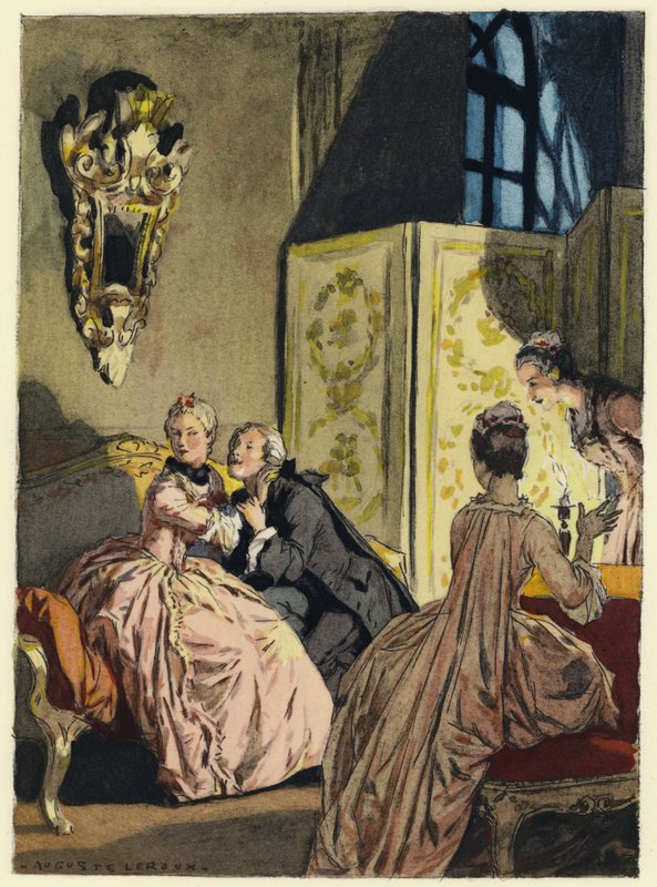 Ilustrace k pamětem Casanovy (barevná litografie) od Jules Marie Auguste Leroux