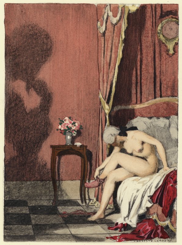 Ilustrace k pamětem Casanovy (barevná litografie) od Jules Marie Auguste Leroux