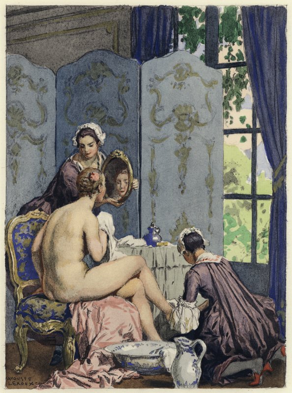 Ilustrace k pamětem Casanovy (barevná litografie) od Jules Marie Auguste Leroux
