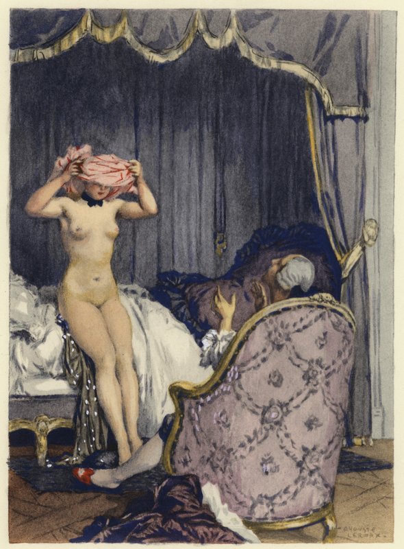 Ilustrace k pamětem Casanovy (barevná litografie) od Jules Marie Auguste Leroux