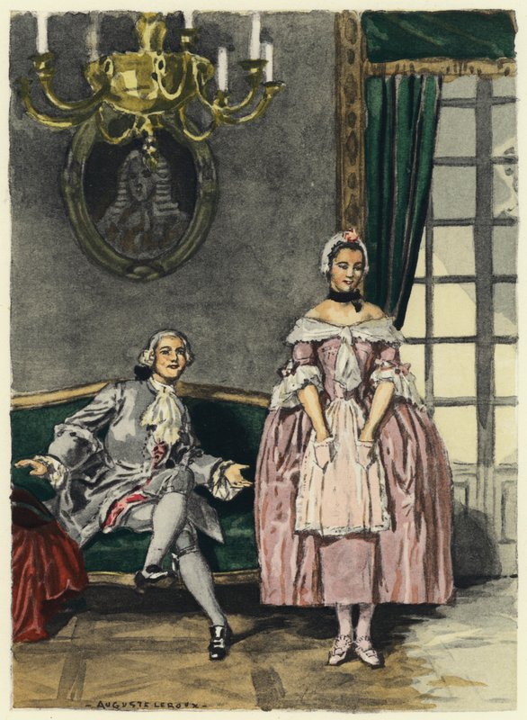 Ilustrace k pamětem Casanovy (barevná litografie) od Jules Marie Auguste Leroux