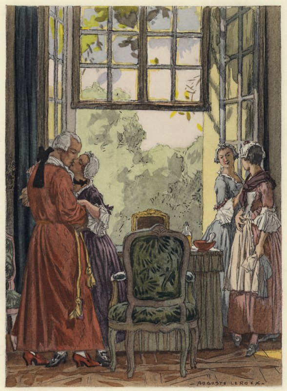 Ilustrace k pamětem Casanovy (barevná litografie) od Jules Marie Auguste Leroux