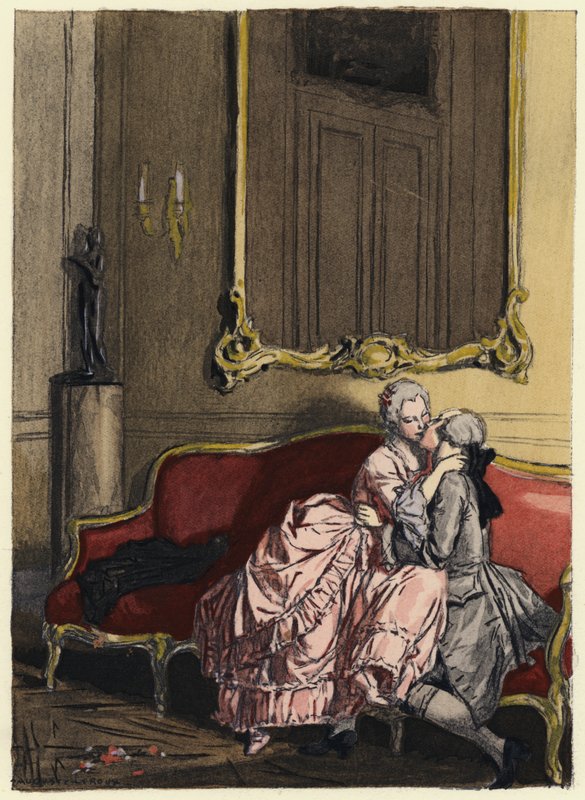 Ilustrace k pamětem Casanovy (barevná litografie) od Jules Marie Auguste Leroux