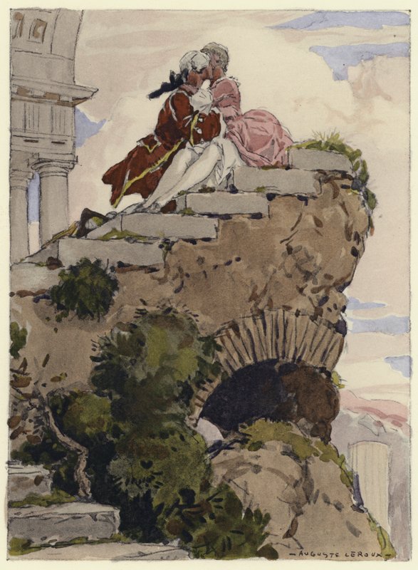 Ilustrace k pamětem Casanovy (barevná litografie) od Jules Marie Auguste Leroux