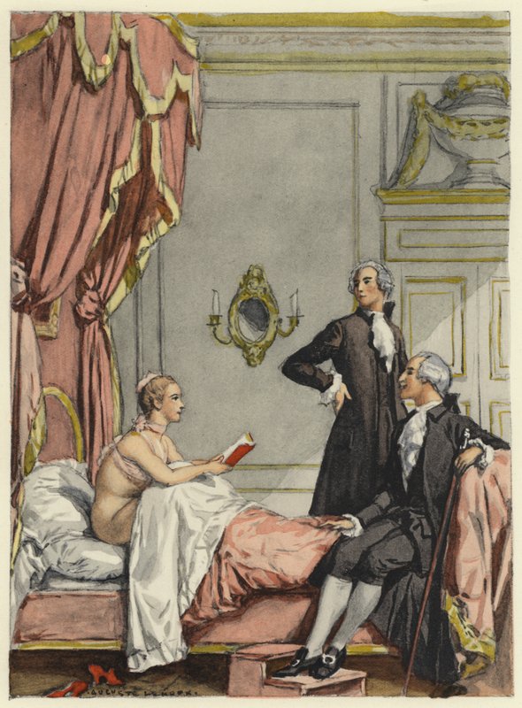 Ilustrace k pamětem Casanovy (barevná litografie) od Jules Marie Auguste Leroux