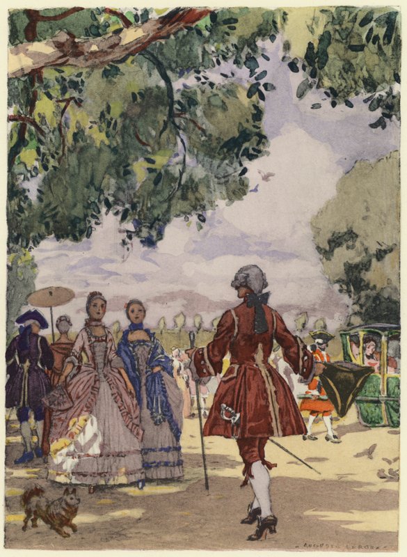 Ilustrace k pamětem Casanovy (barevná litografie) od Jules Marie Auguste Leroux