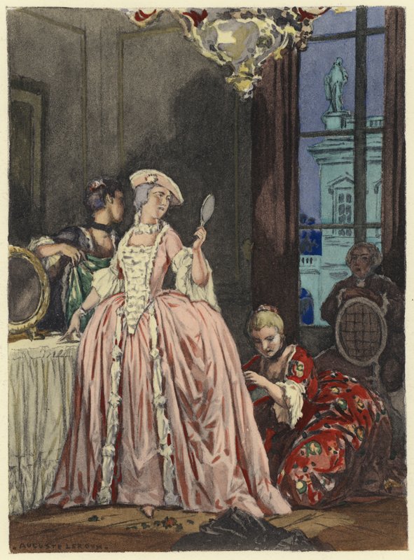 Ilustrace k pamětem Casanovy (barevná litografie) od Jules Marie Auguste Leroux