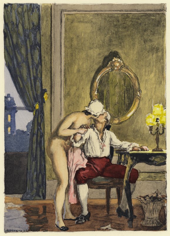 Ilustrace k pamětem Casanovy (barevná litografie) od Jules Marie Auguste Leroux