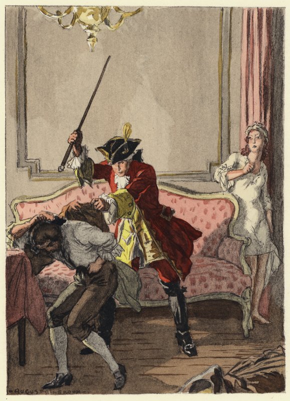 Ilustrace k pamětem Casanovy (barevná litografie) od Jules Marie Auguste Leroux