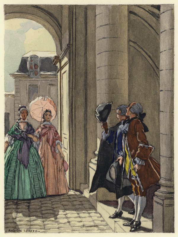 Ilustrace k pamětem Casanovy (barevná litografie) od Jules Marie Auguste Leroux