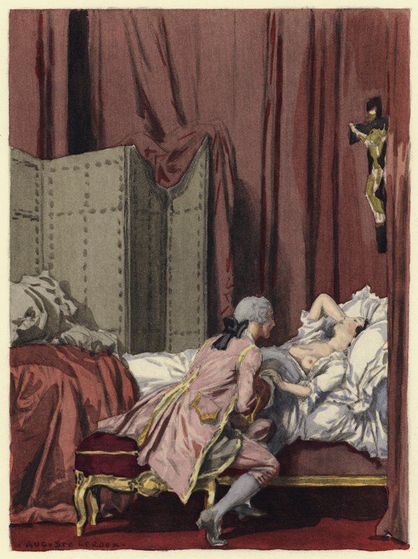 Ilustrace k pamětem Casanovy (barevná litografie) od Jules Marie Auguste Leroux
