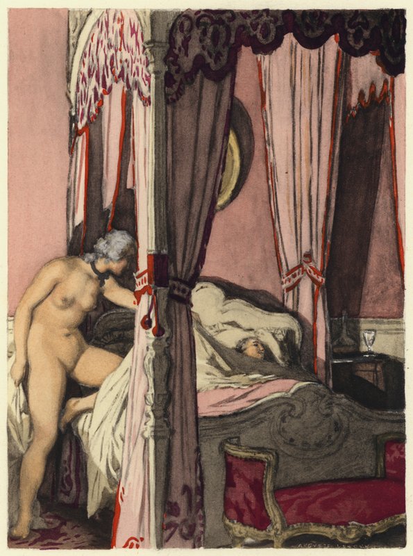 Ilustrace k pamětem Casanovy (barevná litografie) od Jules Marie Auguste Leroux