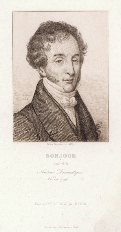Casimir Bonjour, francouzský dramatik (rytina) od Jules Porreau