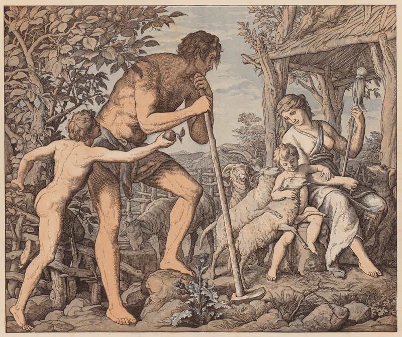 Adam a Eva po pádu, Genesis, III od Julius (after) Schnorr von Carolsfeld
