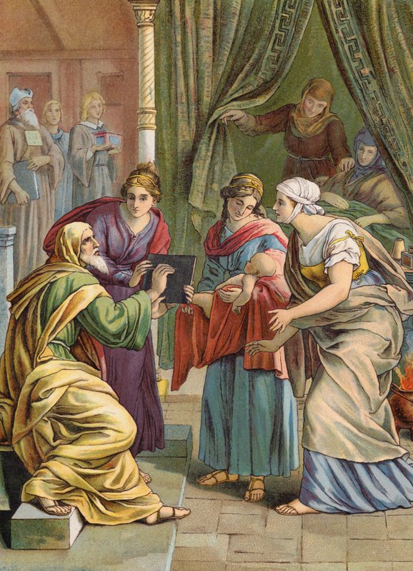 Narození Jana Křtitele (barevná litografie) od Julius (after) Schnorr von Carolsfeld