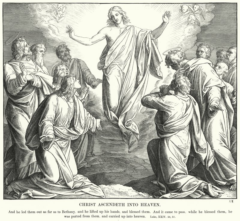 Kristus vystupuje do nebe (rytina) od Julius (after) Schnorr von Carolsfeld