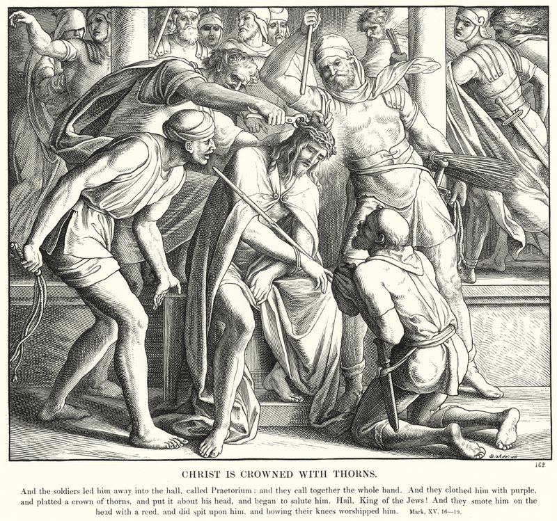 Kristus je korunován trním (rytina) od Julius (after) Schnorr von Carolsfeld