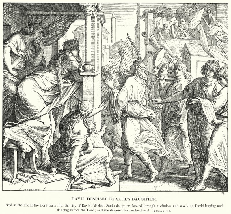 Saulovou dcerou opovrhovaný David (rytina) od Julius (after) Schnorr von Carolsfeld