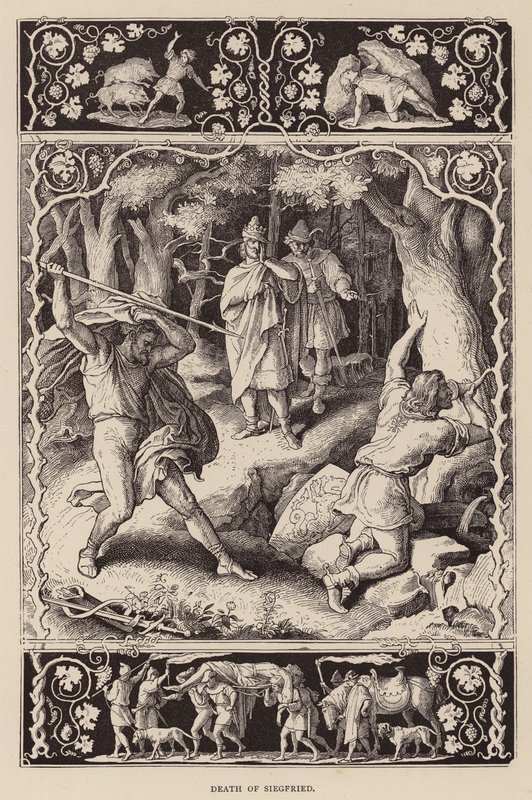 Siegfriedova smrt (rytina) od Julius (after) Schnorr von Carolsfeld