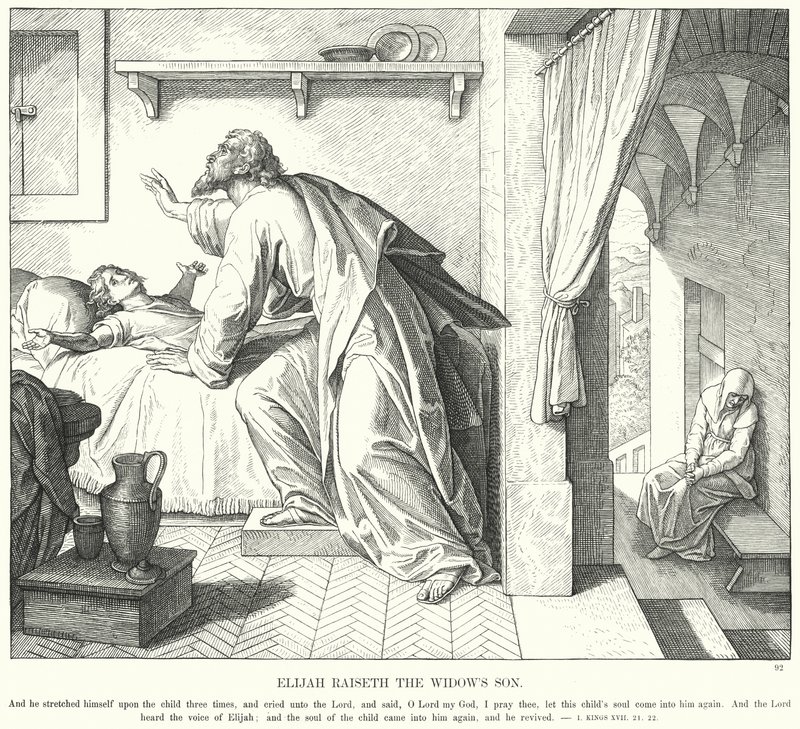 Elijah Raiseth vdovský syn (rytina) od Julius (after) Schnorr von Carolsfeld