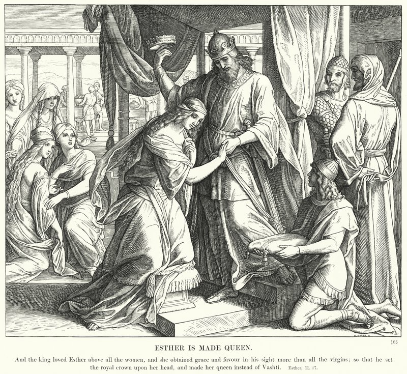 Esther is Made Queen (rytina) od Julius (after) Schnorr von Carolsfeld