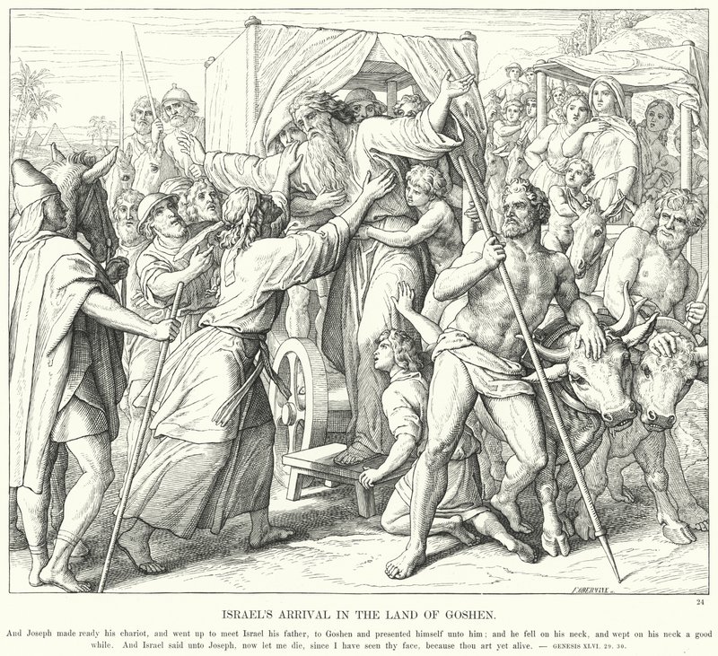 Izraelský příjezd do země Gošen (rytina) od Julius (after) Schnorr von Carolsfeld