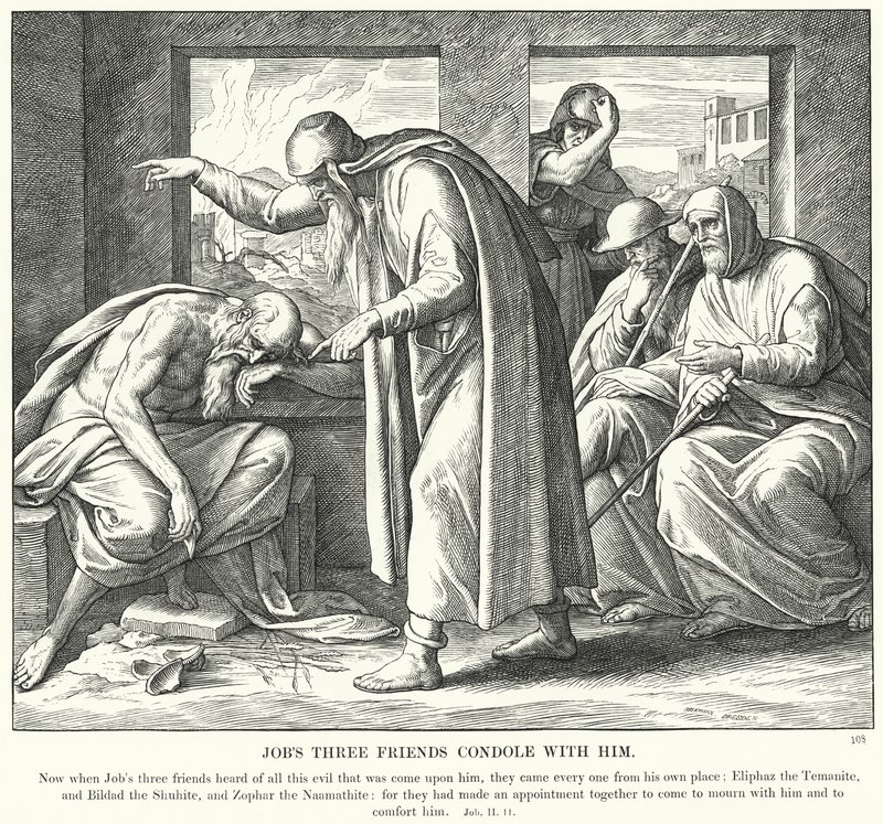 Jobovi tři přátelé s ním kondolují (rytina) od Julius (after) Schnorr von Carolsfeld