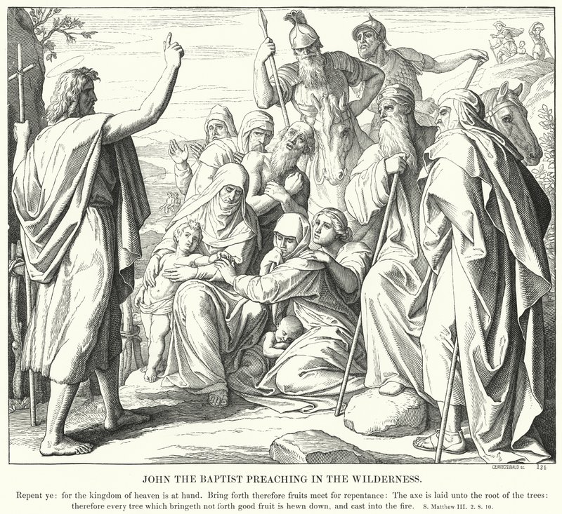 Jan Křtitel Kázání v poušti (rytina) od Julius (after) Schnorr von Carolsfeld