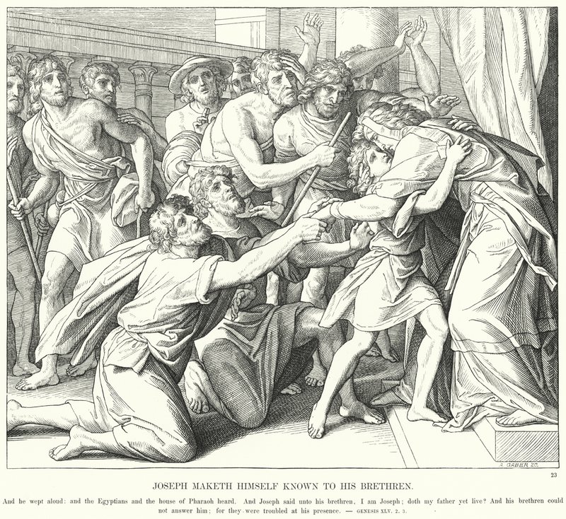 Joseph Maketh sám známý svým bratřím (rytina) od Julius (after) Schnorr von Carolsfeld
