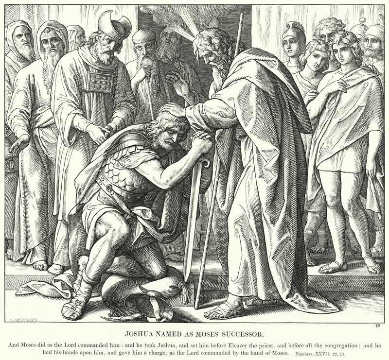 Joshua jmenován jako Mojžíšův nástupce (rytina) od Julius (after) Schnorr von Carolsfeld