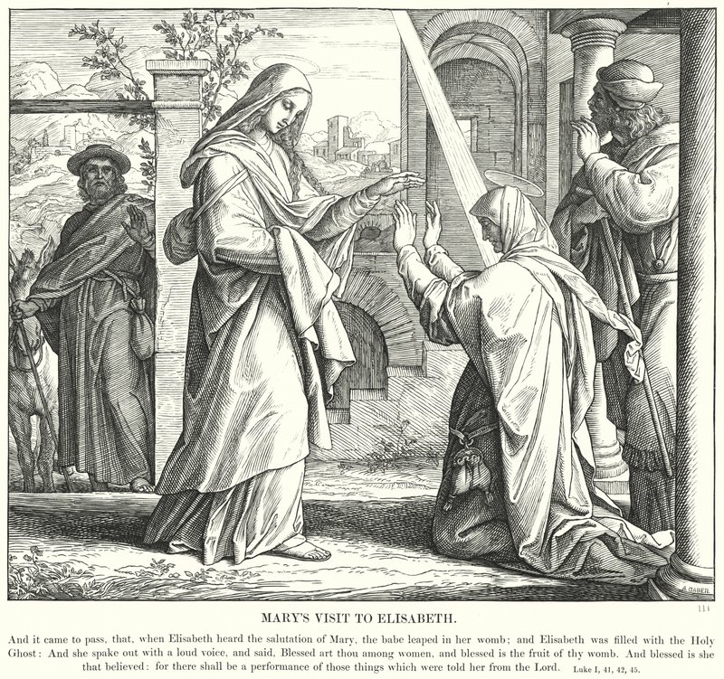 Mariina návštěva u Elisabeth (rytina) od Julius (after) Schnorr von Carolsfeld
