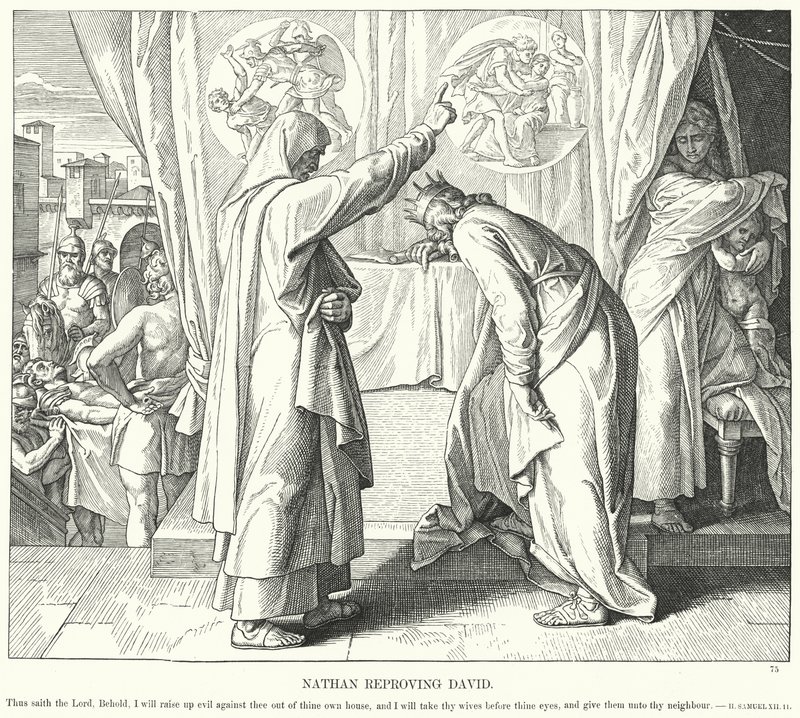 Nathan Reproving David (rytina) od Julius (after) Schnorr von Carolsfeld