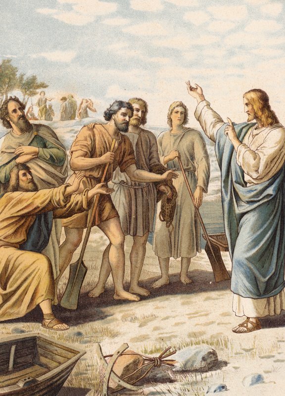 Nathaniel (barevná litografie) od Julius (after) Schnorr von Carolsfeld