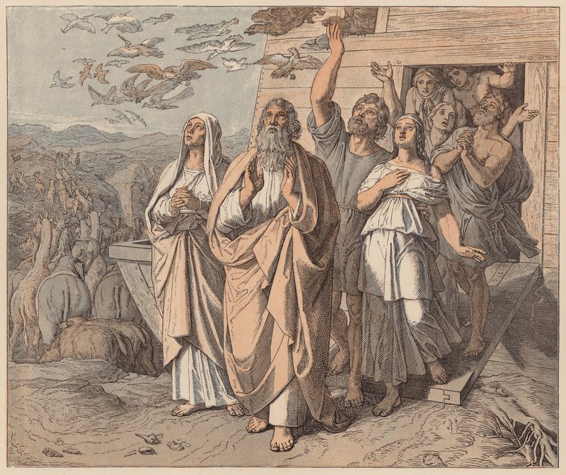 Noe a jeho rodina opouštějí archu, Genesis, VIII od Julius (after) Schnorr von Carolsfeld