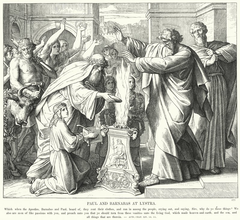 Pavel a Barnabáš v Lystře (rytina) od Julius (after) Schnorr von Carolsfeld