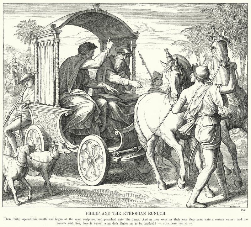 Filip a etiopský eunuch (rytina) od Julius (after) Schnorr von Carolsfeld