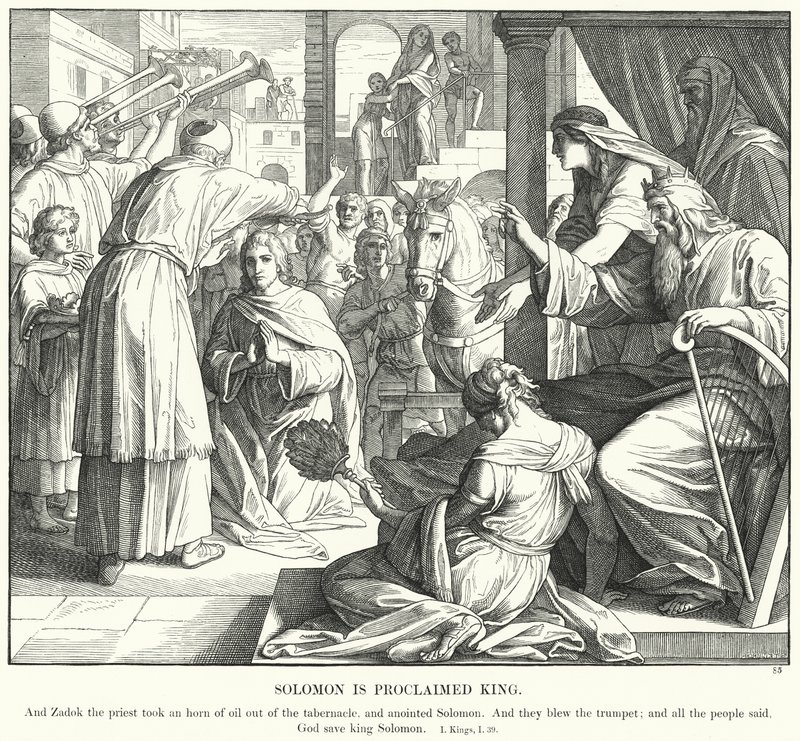 Solomon is Proclaimed King (rytina) od Julius (after) Schnorr von Carolsfeld