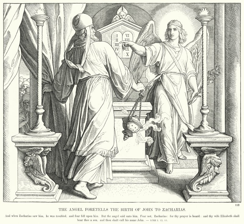 Anděl předpovídá narození Jana Zachariášovi (rytina) od Julius (after) Schnorr von Carolsfeld