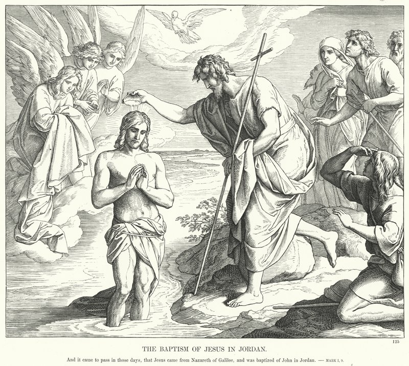 Křest Ježíše v Jordánsku (rytina) od Julius (after) Schnorr von Carolsfeld