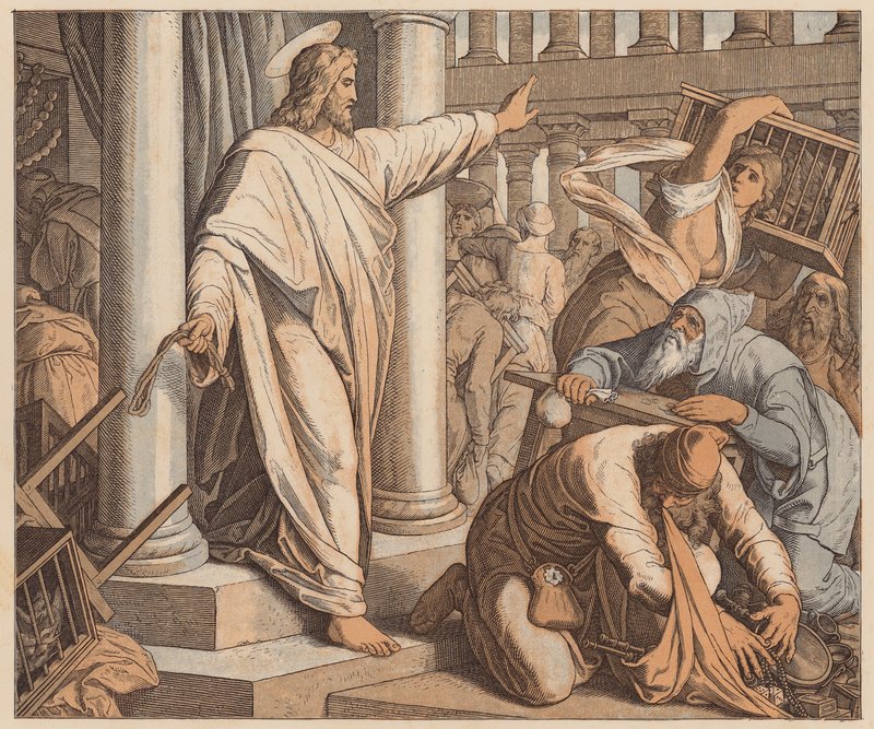 Kupující a prodávající vyhnaní z chrámu, svatý Jan, II od Julius (after) Schnorr von Carolsfeld