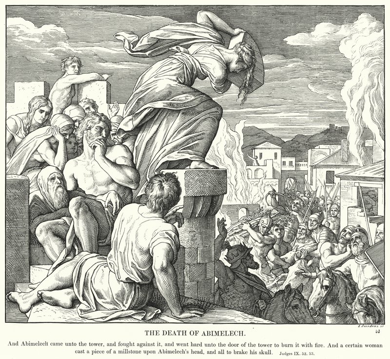 Smrt Abimelecha (rytina) od Julius (after) Schnorr von Carolsfeld