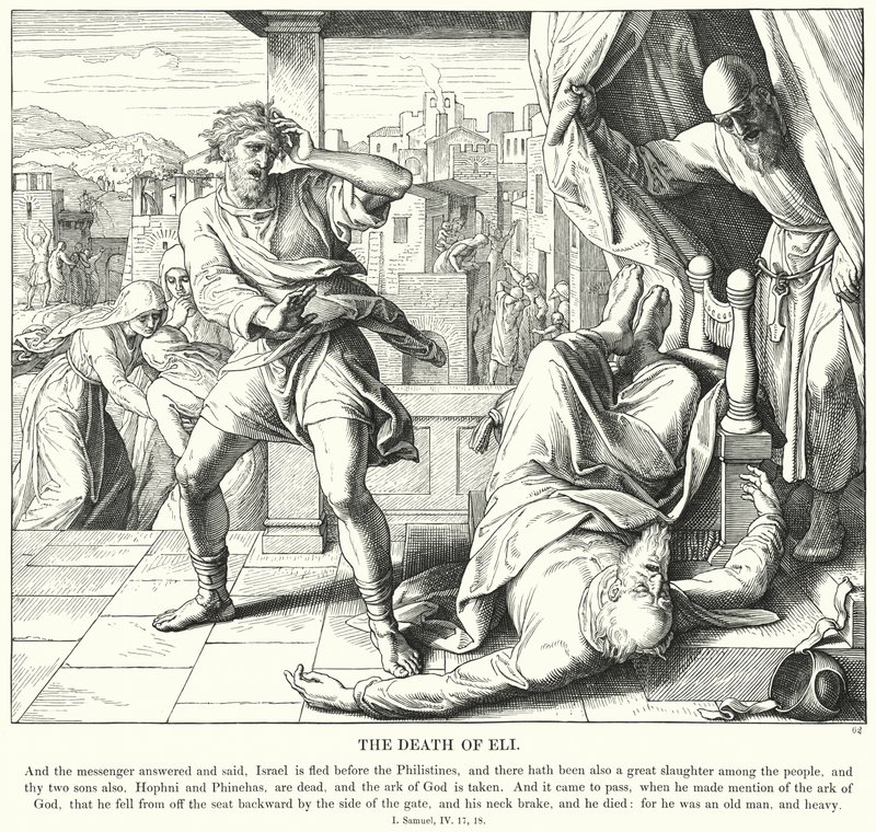The Death of Eli (rytina) od Julius (after) Schnorr von Carolsfeld
