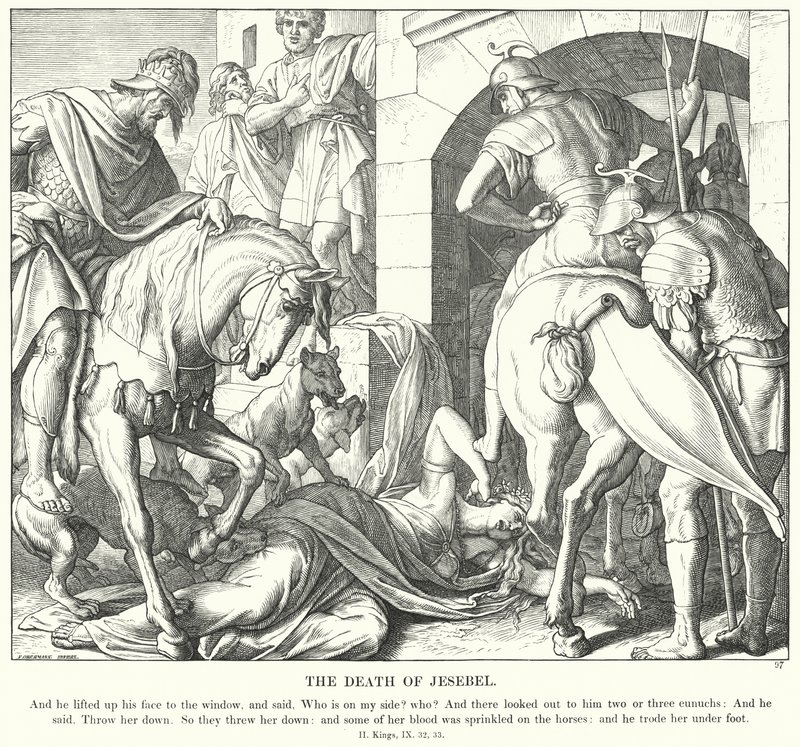 Smrt Jesebel (rytina) od Julius (after) Schnorr von Carolsfeld