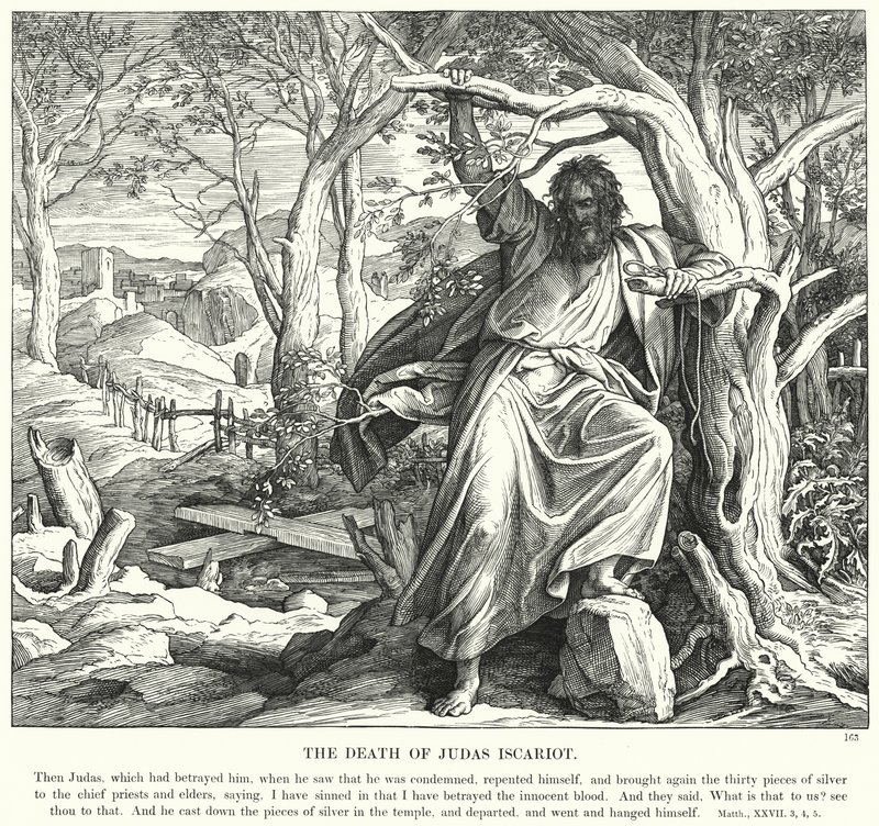 Smrt Jidáše Iškariotského (rytina) od Julius (after) Schnorr von Carolsfeld