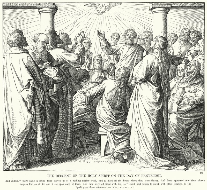 Seslání Ducha svatého v den Letnic (rytina) od Julius (after) Schnorr von Carolsfeld