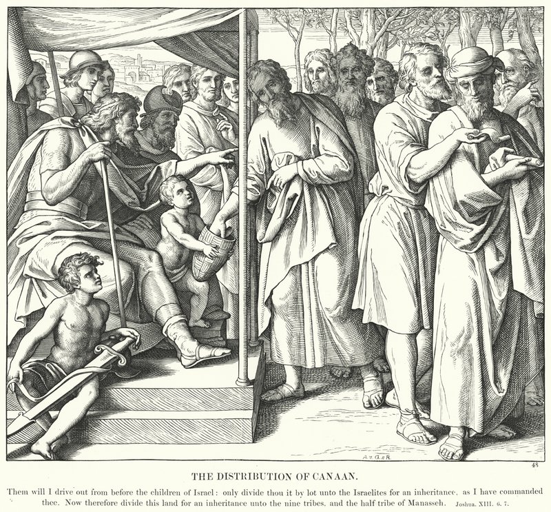 The Distribution of Canaan (rytina) od Julius (after) Schnorr von Carolsfeld