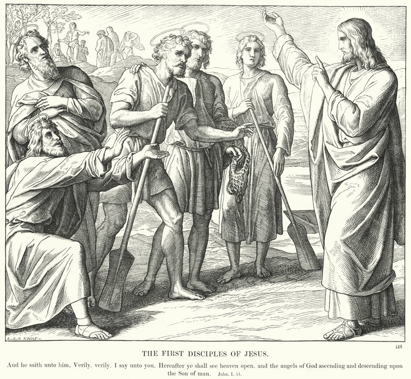 První Ježíšovi učedníci (rytina) od Julius (after) Schnorr von Carolsfeld