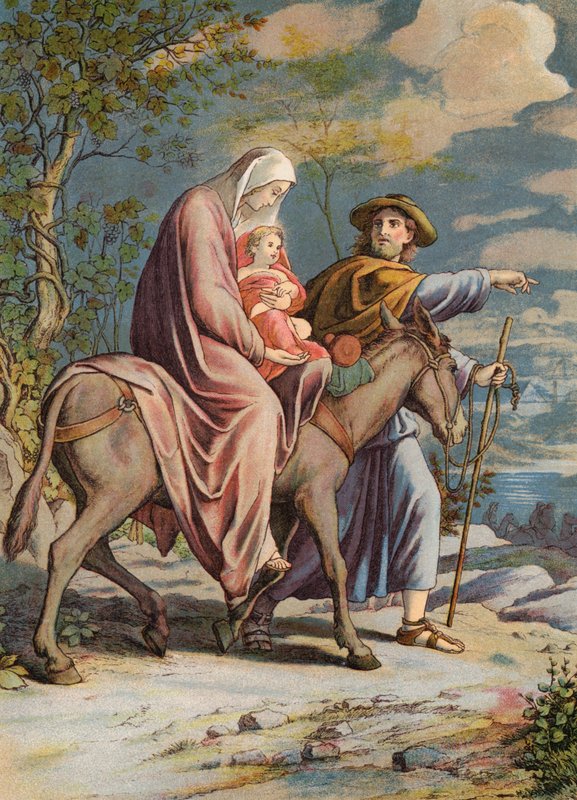 Útěk do Egypta (barevná litografie) od Julius (after) Schnorr von Carolsfeld